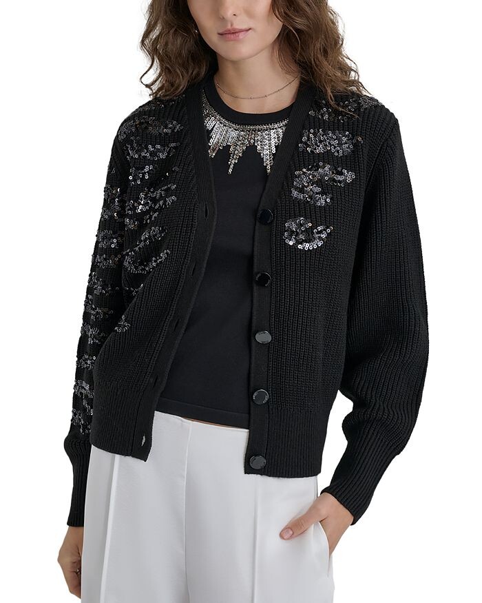 

Кардиган DKNY с пайетками, черный