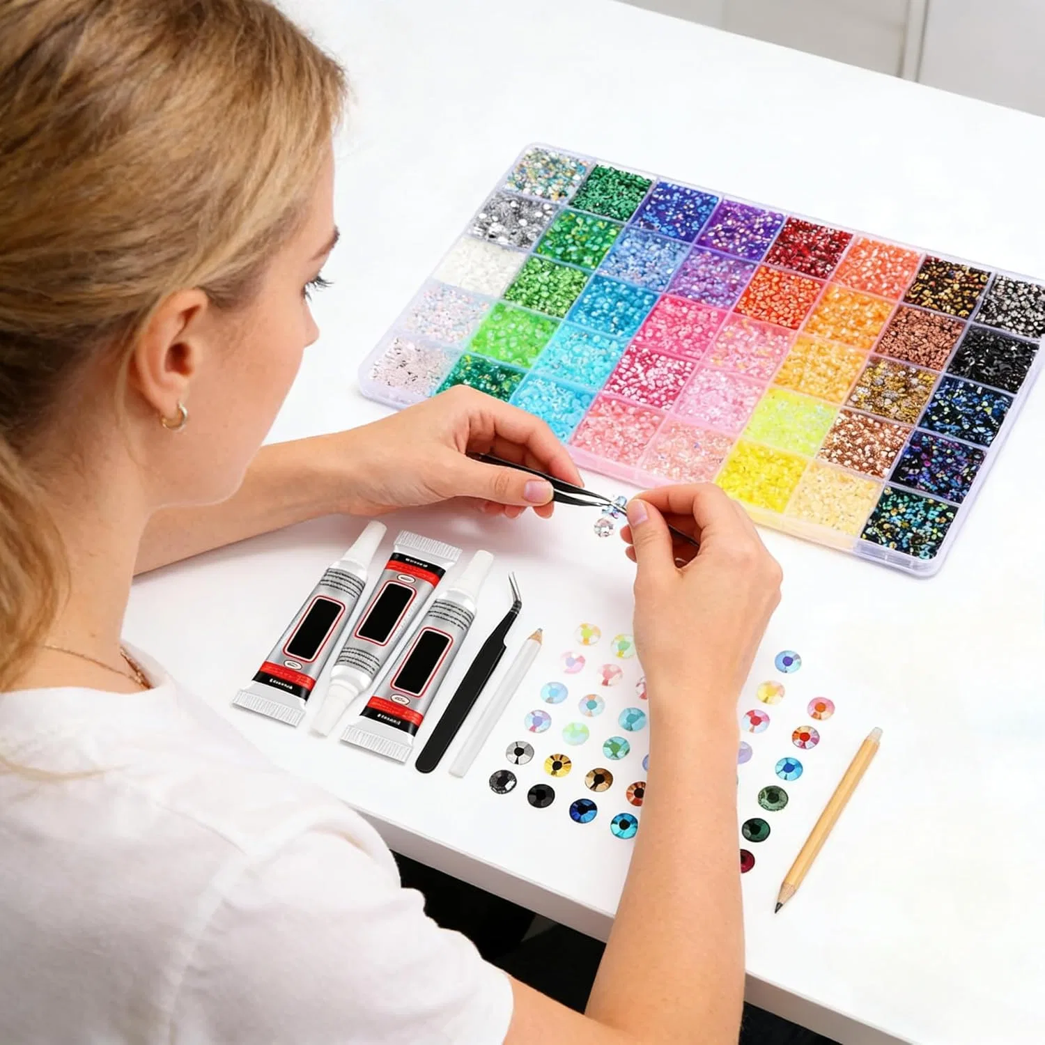 Набор стразов Bedazzler для ногтей и рукоделия, 40 цветов Jxpxbao, 40 Colours — фото 2