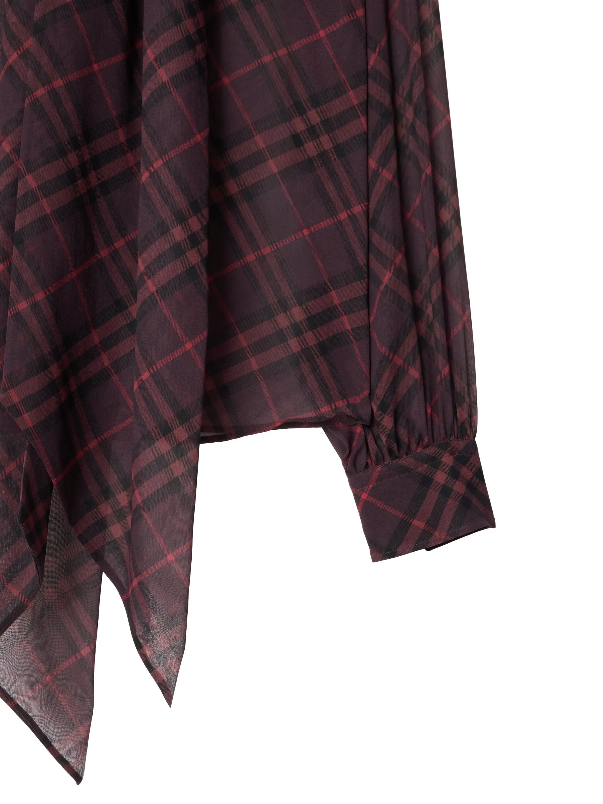 Блузка Burberry в клетку, шелк 100%, красный — фото 4