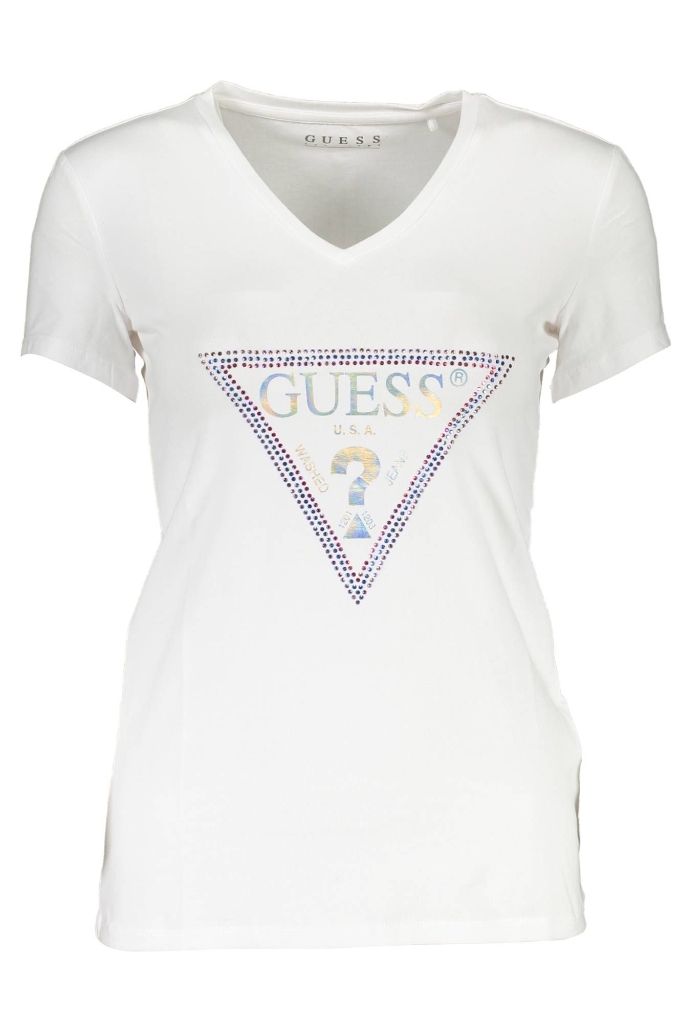 

Белая хлопковая женская футболка Guess Shoes