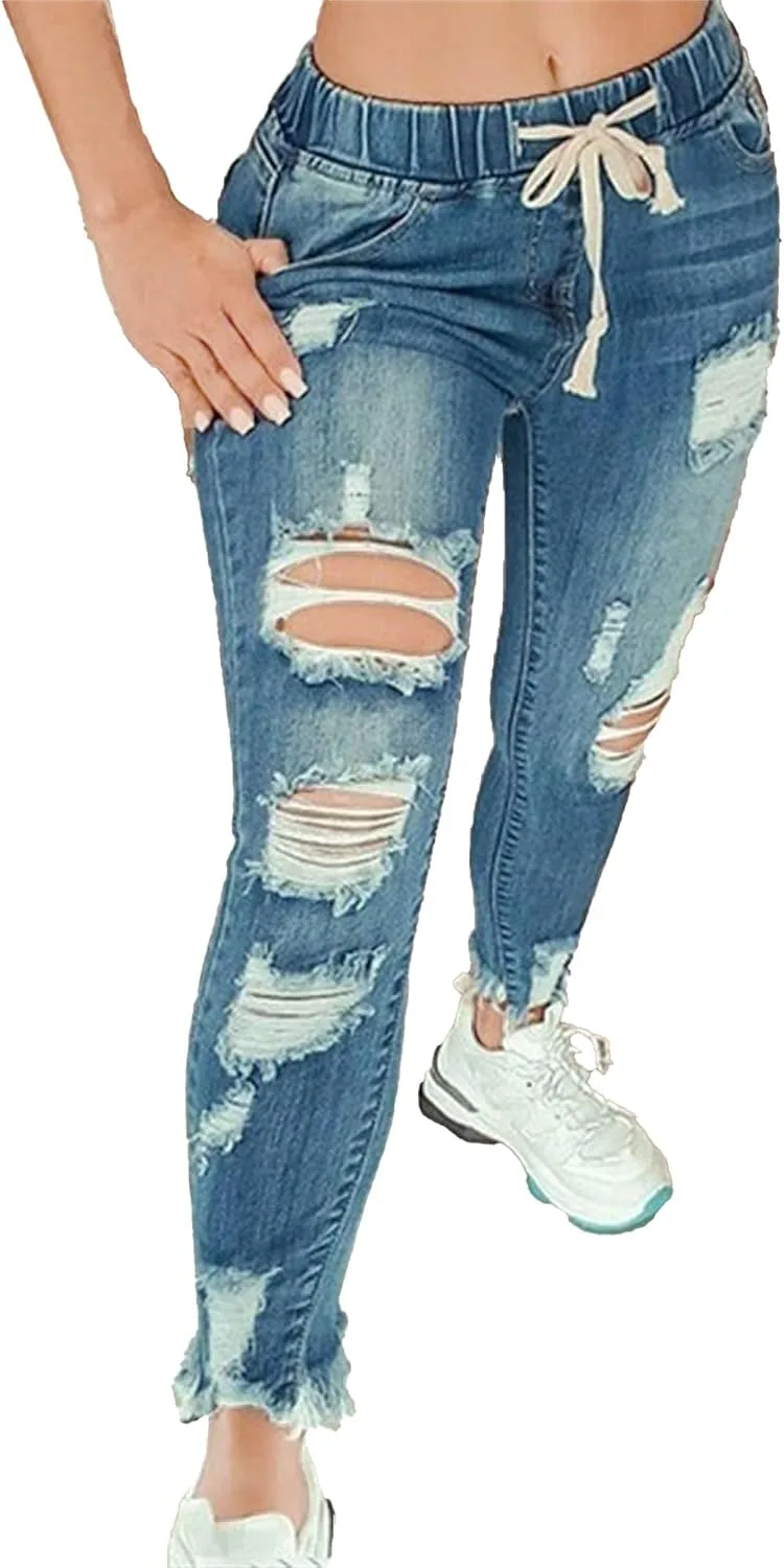 

Рваные джинсы женские High Waisted Skinny Stretch