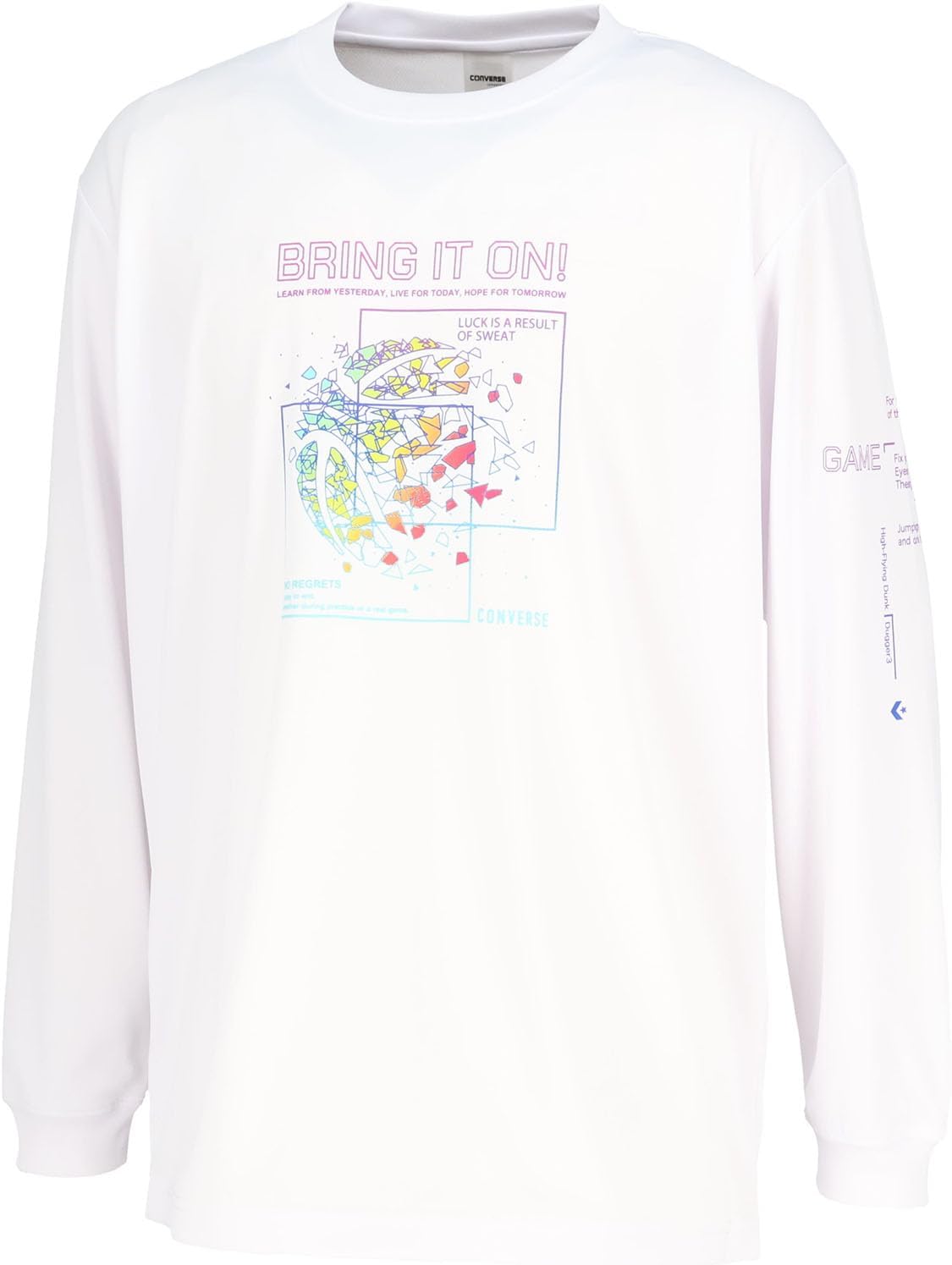 

Баскетбольная футболка с длинным рукавом Converse CB252367L, с принтом, влагоотводящая, быстросохнущая, унисекс, белый/фиолетовый