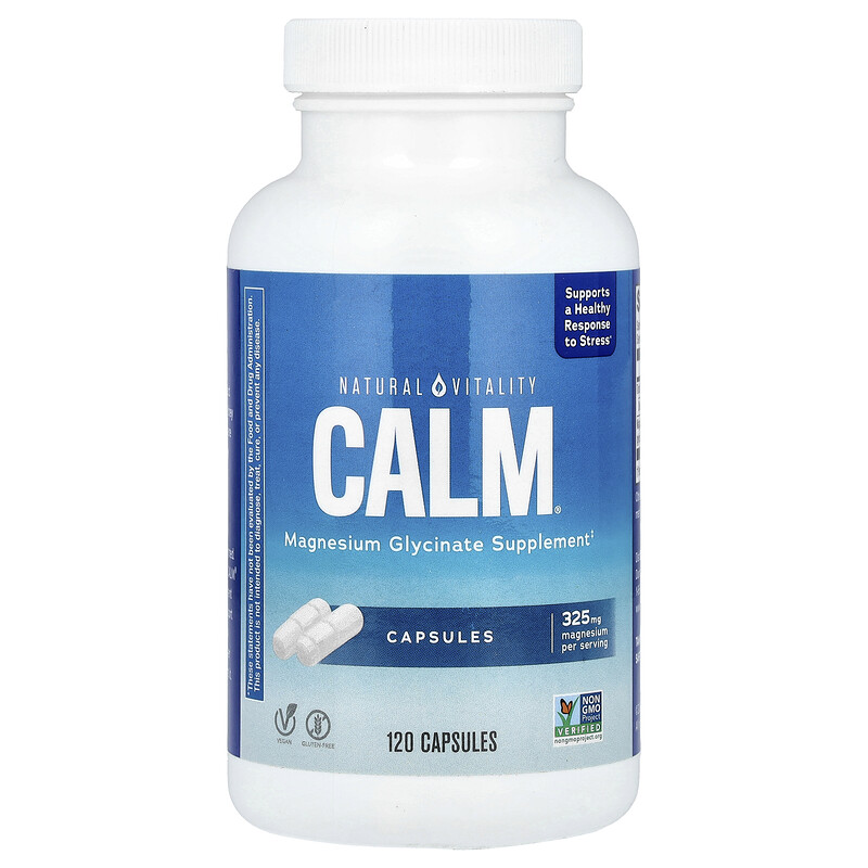 

Natural Vitality, CALM, магний, 325 мг, 120 капсул (108 мг на капсулу)