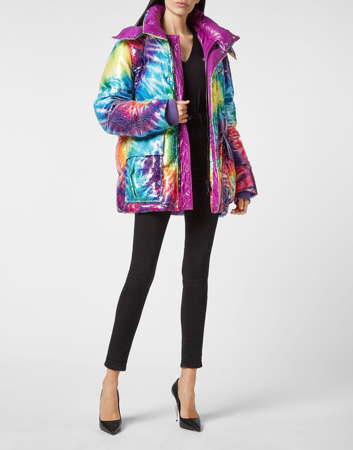 

Куртка с пайетками Tye Die Philipp Plein, мультиколор