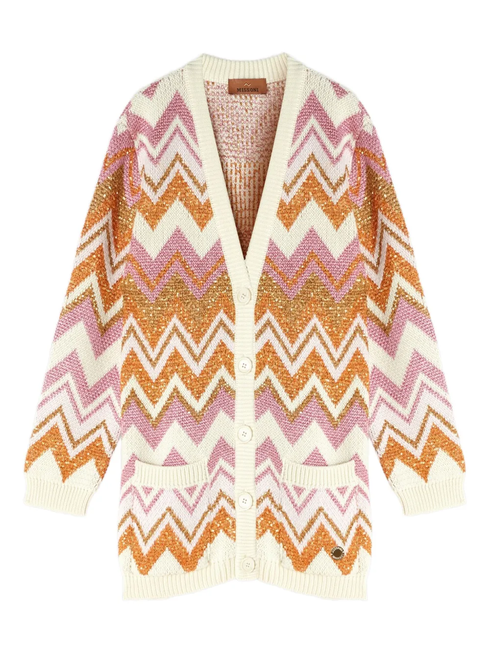 

Кардиган с узором «зигзаг» Missoni Kids, коричневый