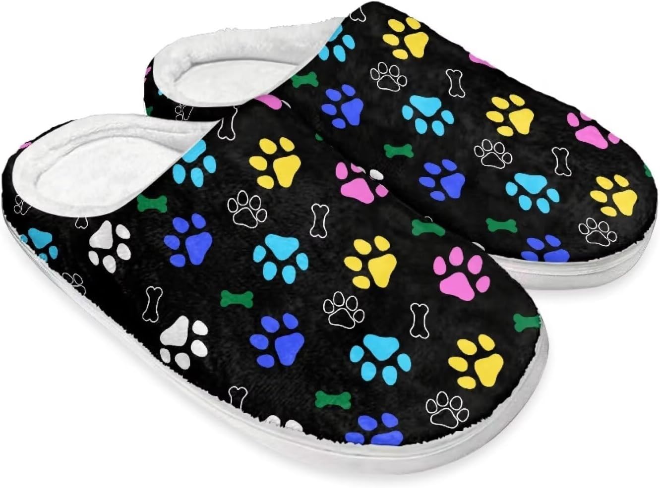 

Тапочки STUOARTE для женщин и мужчин, мягкие домашние тапочки, теплые и пушистые, плюшевые, противоскользящие, на низком ходу, Dog Paw - Multicolor