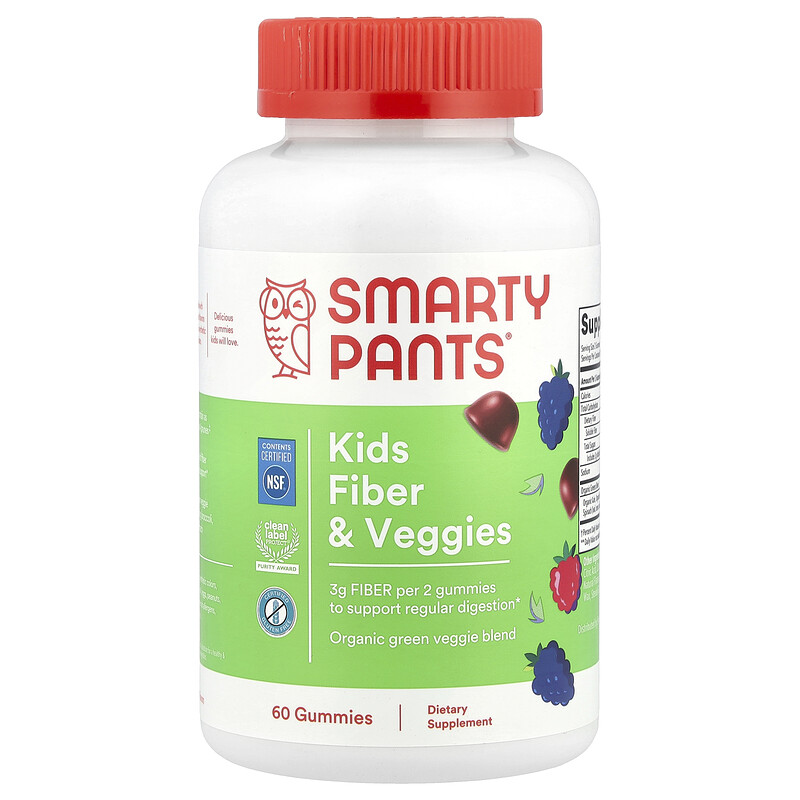 

SmartyPants, Жевательные мармеладки с клетчаткой и овощами, ягодное ассорти, 60 жевательных таблеток