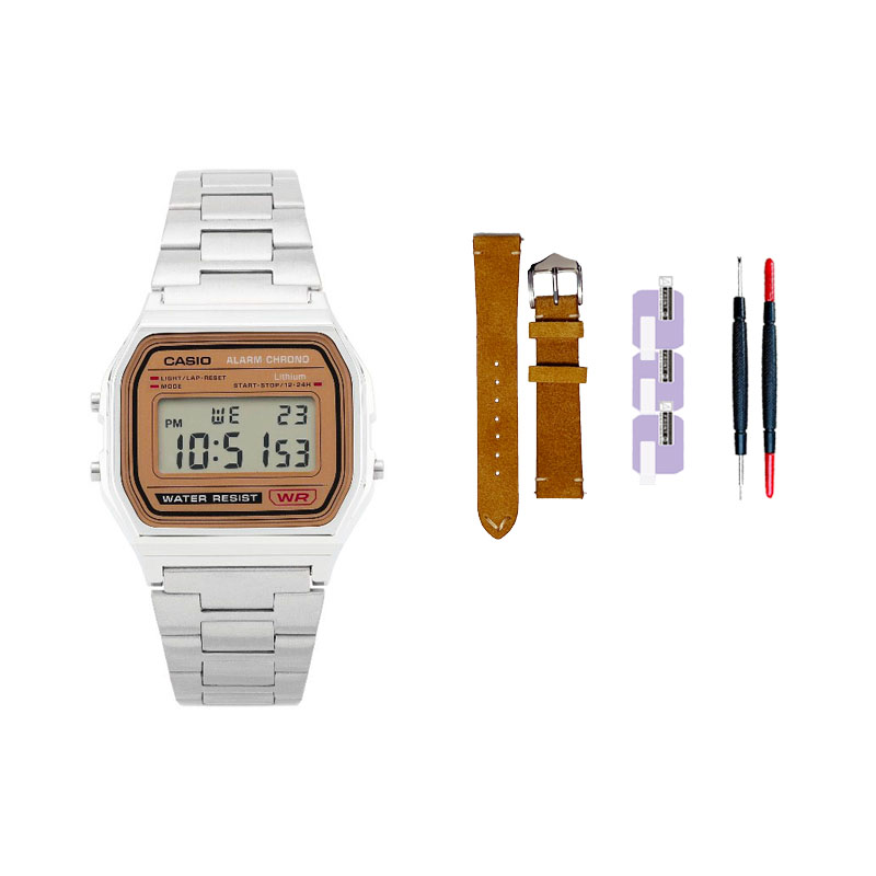 

VINTAGE Series Кварцевый механизм Наручные часы из нержавеющей стали Унисекс Золотой циферблат CASIO