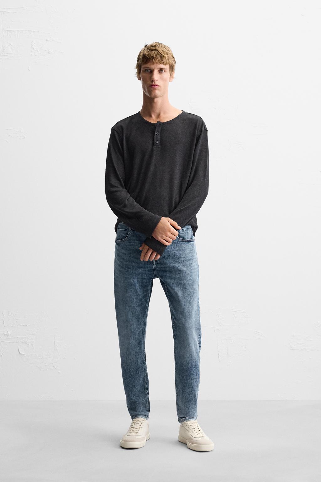 

Укороченные джинсы-скинни ZARA, средне-синий