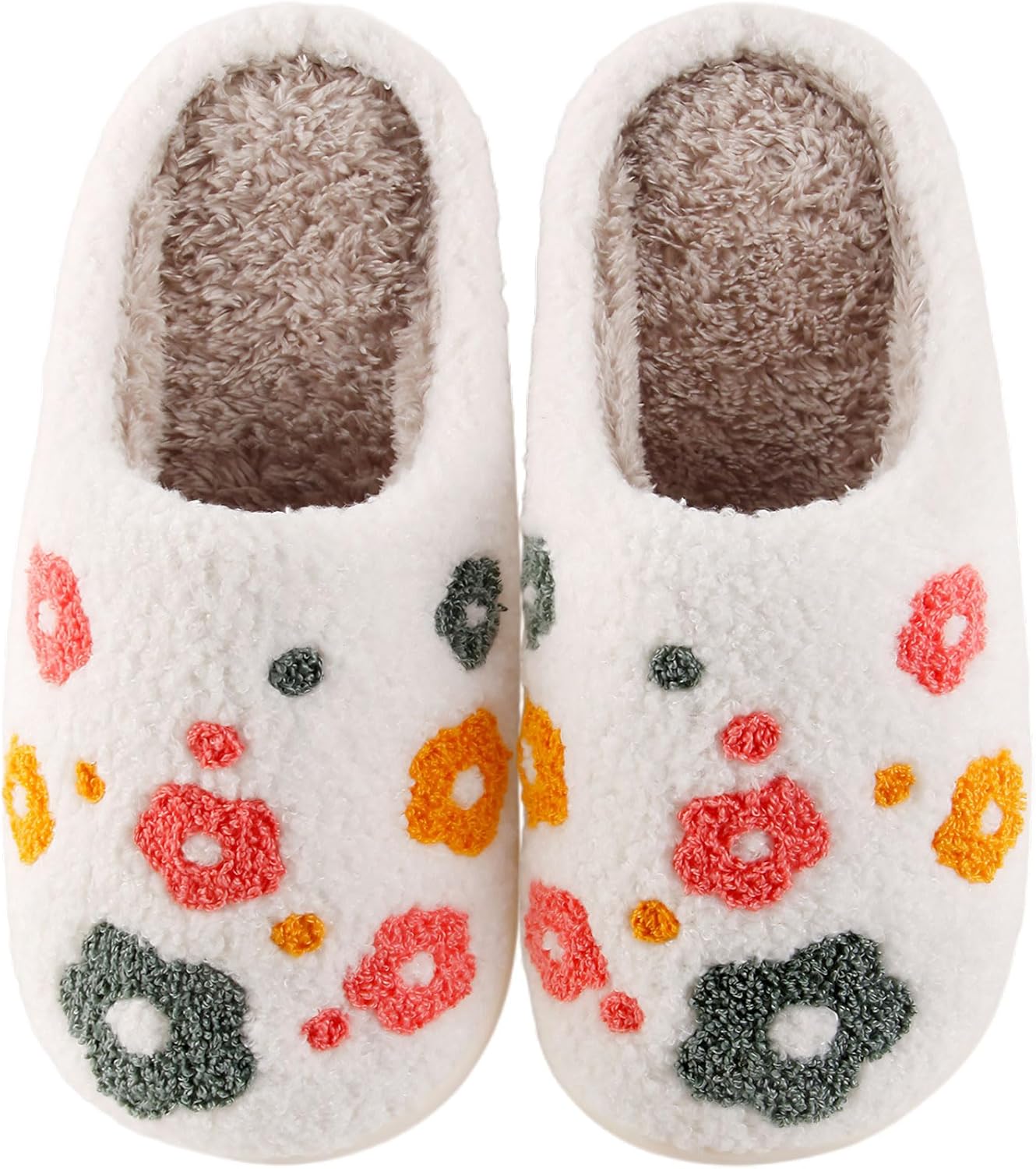 

Женские и мужские тапочки QHTAZ с мягкой подошвой из пены с эффектом памяти, теплые и пушистые для дома, улицы и спальни, 2-1-colorful Flower