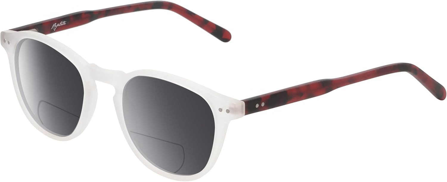 

Поляризованные бифокальные солнцезащитные очки Mata для чтения, мужские и женские, с бифокальными линзами, защитой от УФ-излучения, для спорта и вождения, тонированные Reptile, Clear Crystal Tortoise/Polarized Smoke Grey