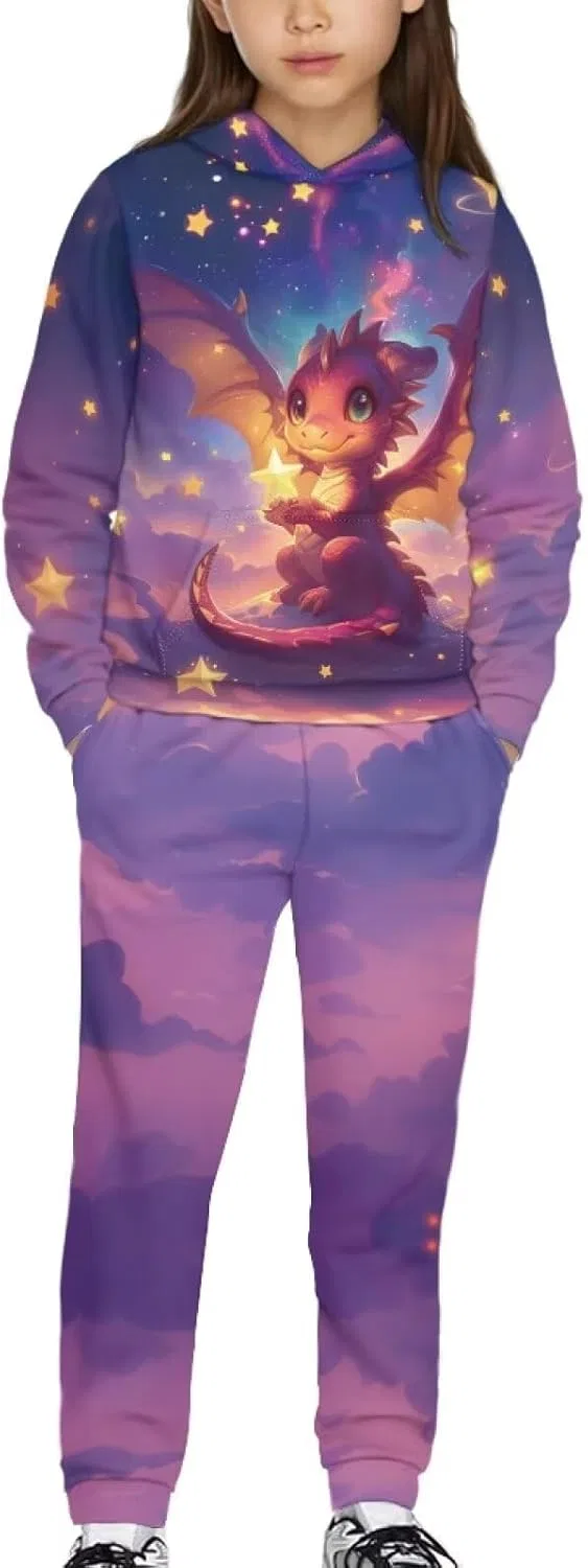 Детский спортивный костюм с принтом Yuuxorilu, 2 предмета, Dragon With Book Printeddd