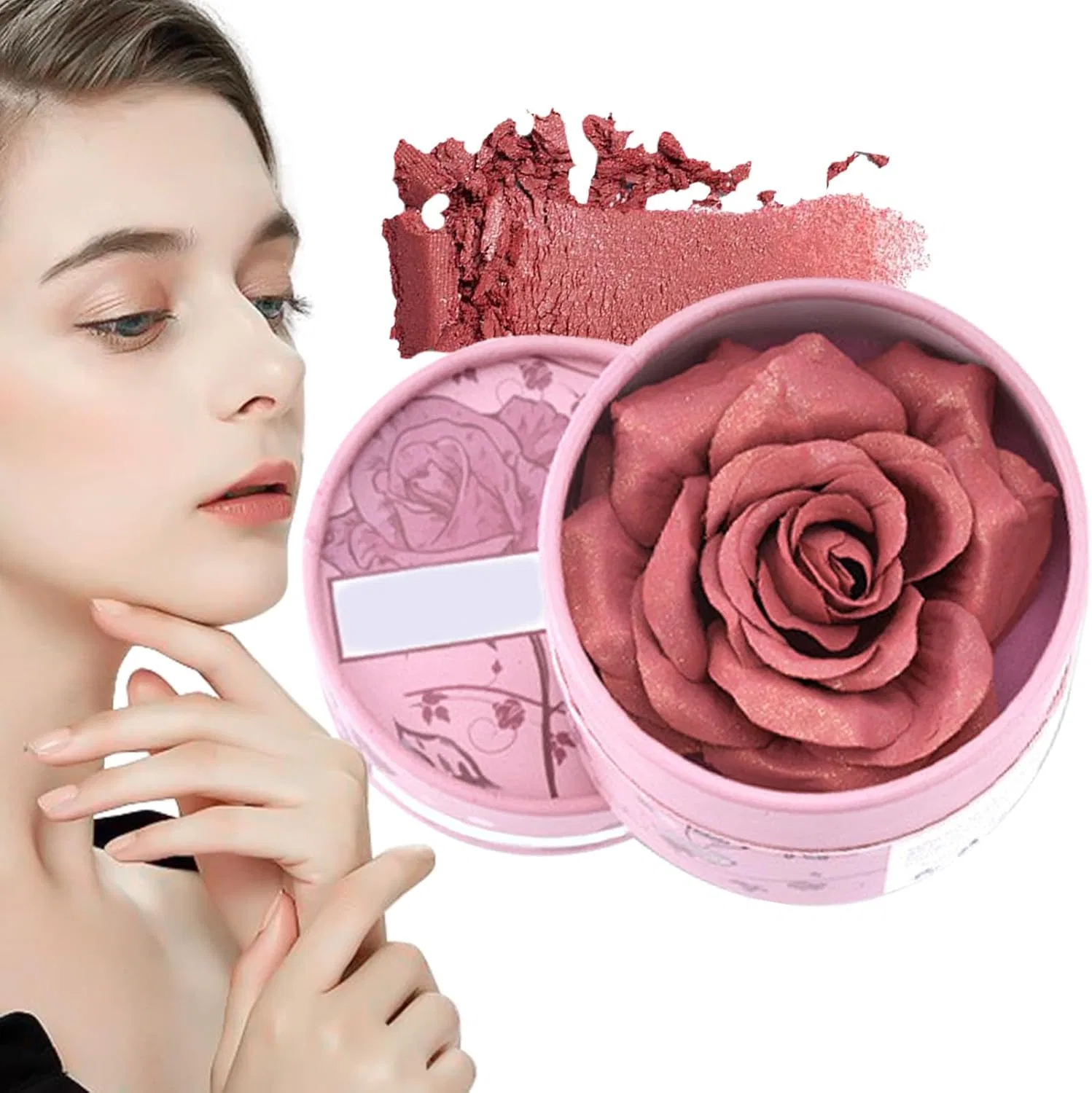 Румяна с ароматом розы 3D Petal Rose, нюдовый оттенок 1#