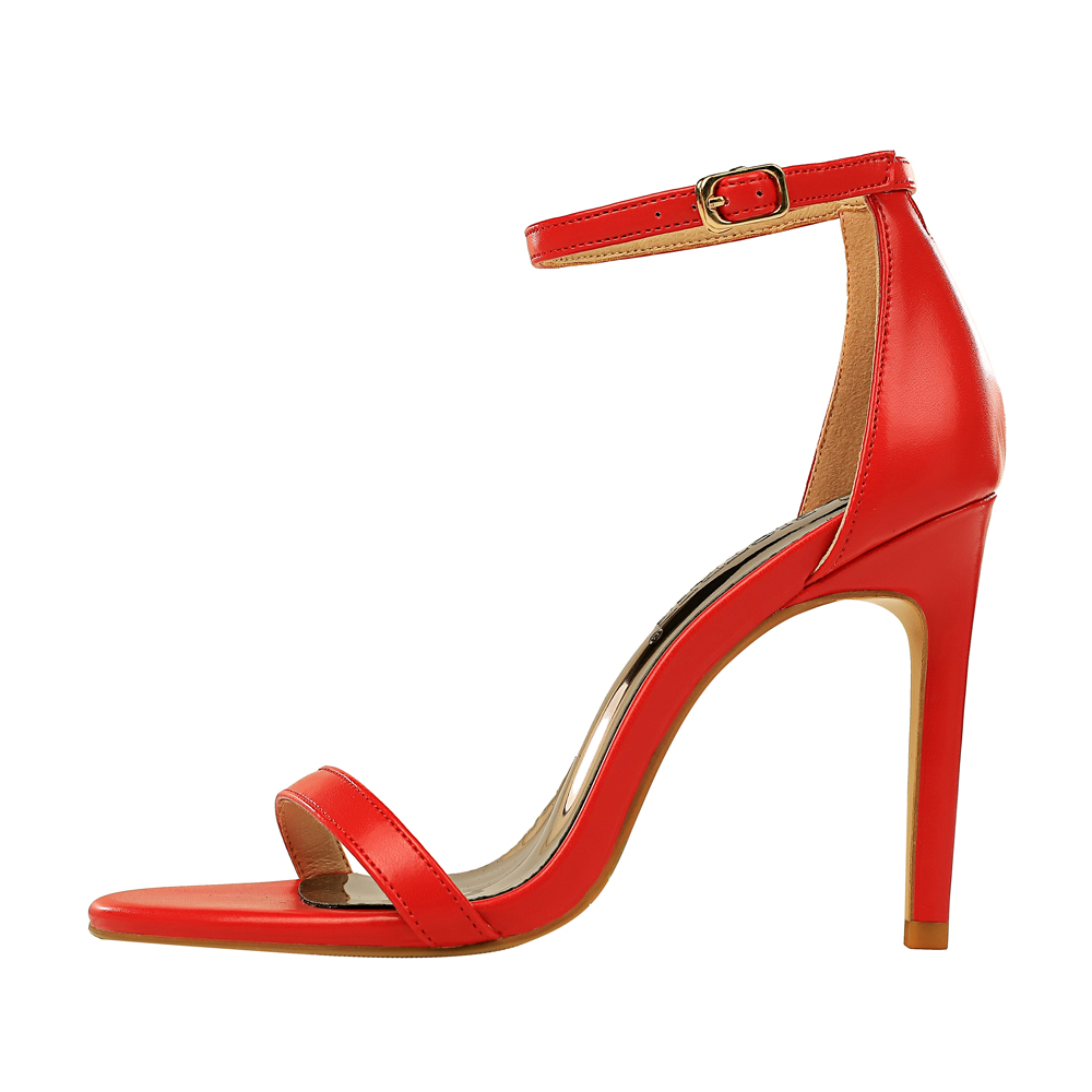 QITUMAUL Женские босоножки на ремешках с каблуком 10 см красные, цвет Red[Heel Height 10cm]