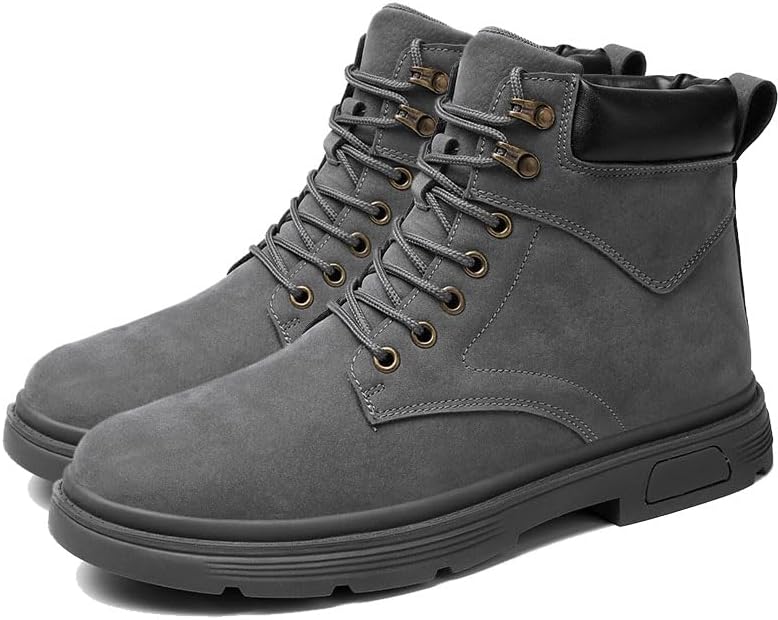 

Мужские высокие походные ботинки ODIPON, удобные кожаные водонепроницаемые походные боевые ботинки, шнуровка, низкий каблук, ботильоны, ботинки на щиколотку, серый