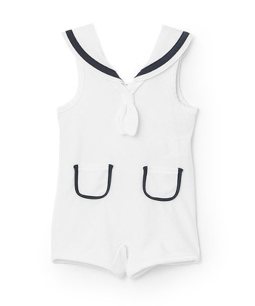 Детский купальник с матросским воротником Petit main, Ivory