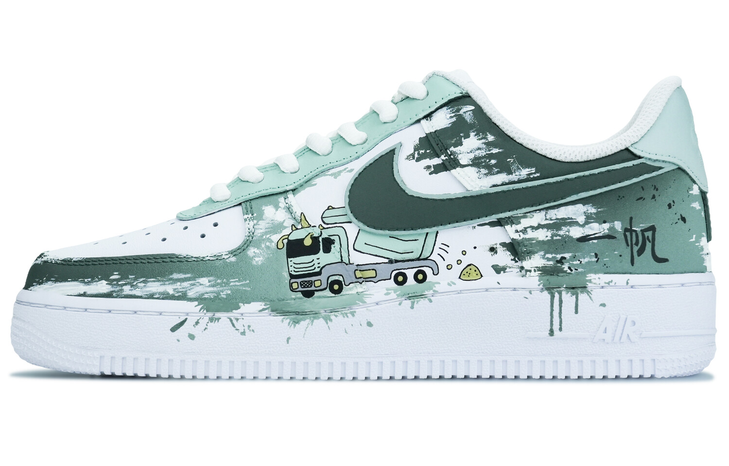 

Кроссовки Nike Air Force 1 Skateboarding Shoes Unisex Low-top White/green/yellow, зеленый