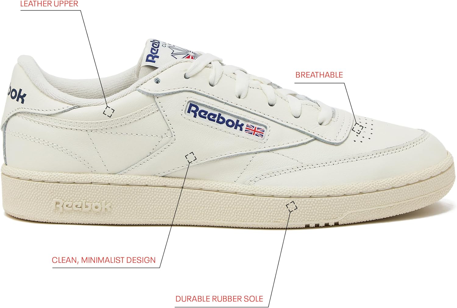 Мужские кроссовки Reebok Club C 85, повседневная спортивная обувь белого цвета для мужчин — фото 2