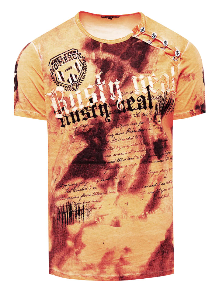 

Выцветшая футболка с логотипом и планкой на пуговицах оранжевого цвета Rusty Neal, Оранжевый, Выцветшая футболка с логотипом и планкой на пуговицах оранжевого цвета Rusty Neal