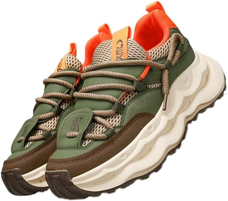 

Мужские ретро кроссовки с толстой подошвой, комфортные, стильный преппи-дизайн- повседневные, больших размеров Clolinde, зеленый