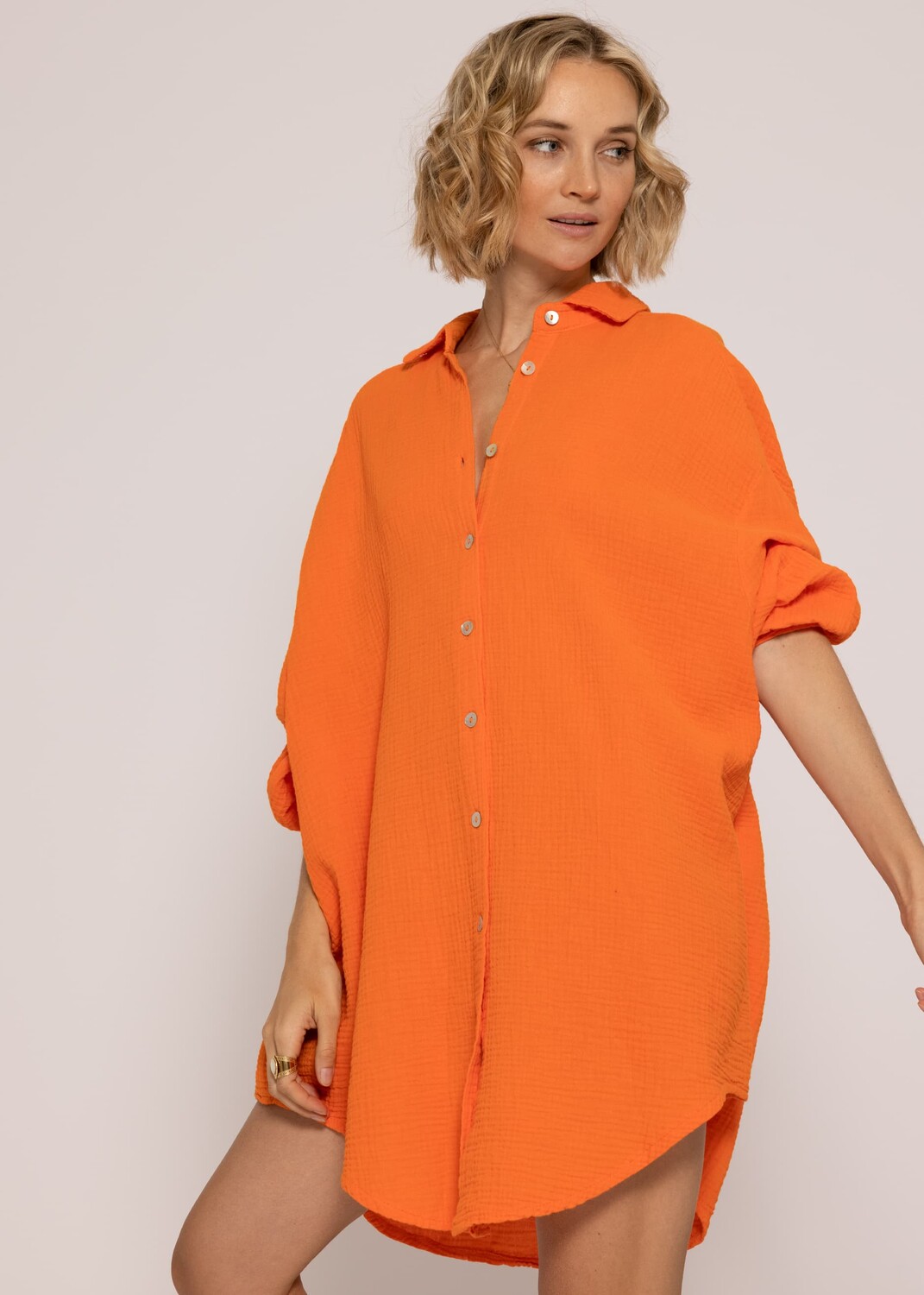 

Блуза SASSYCLASSY Ultra Oversize Musselin nhemd lange Variante, оранжевый