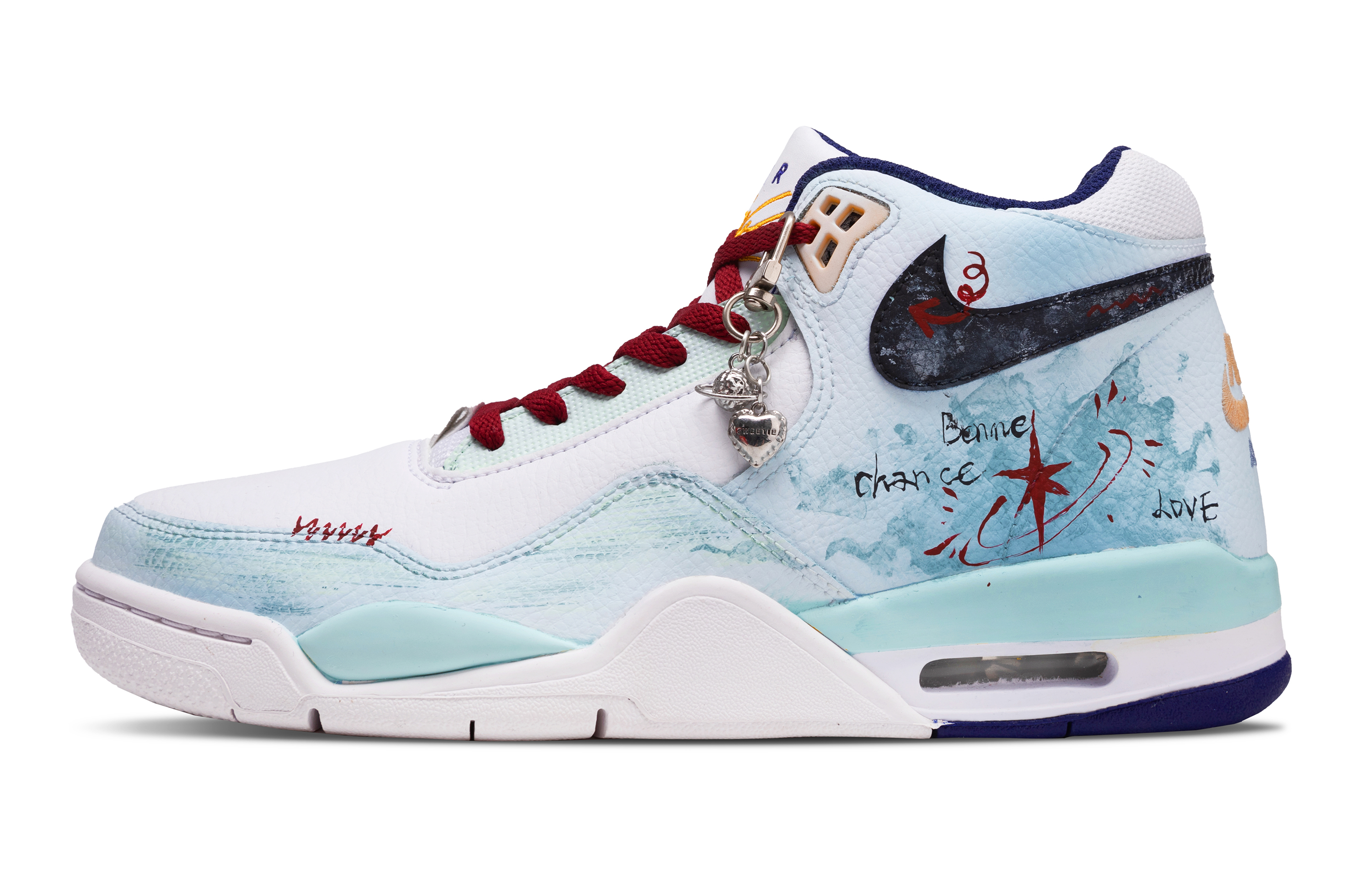 

Nike Баскетбольные кроссовки Flight Legacy Rain Infused Flower Dawn Mid Top Vintage, мужские, сине-зеленые