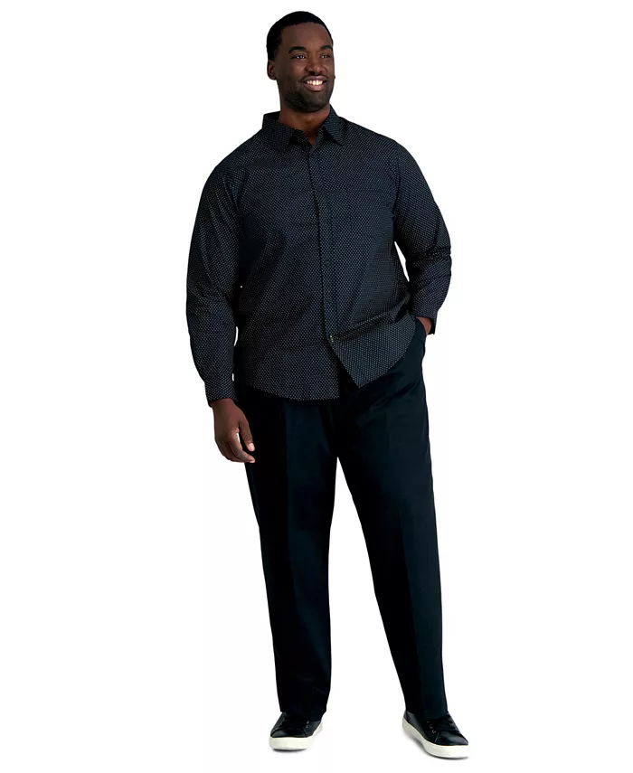 

Мужские брюки классического кроя Big & Tall Premium No Iron Khaki со складками, скрытой эластичной резинкой на талии Haggar, черный