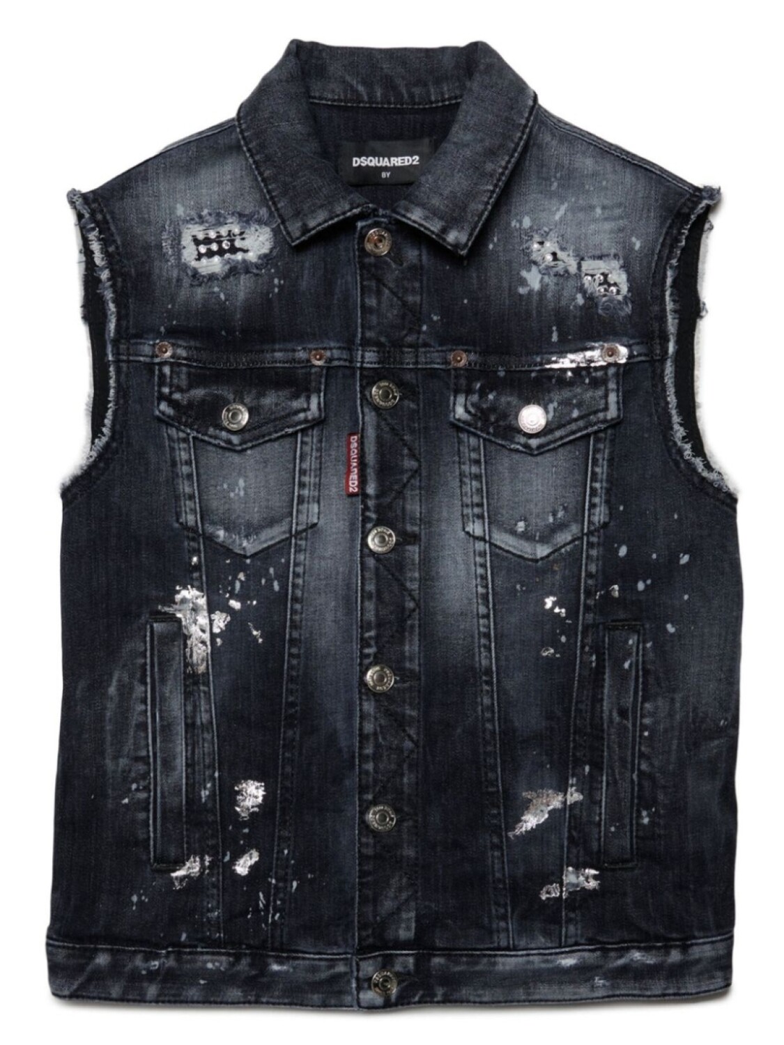 

Dsquared2 джинсовый жилет с эффектом разбрызганной краски, черный