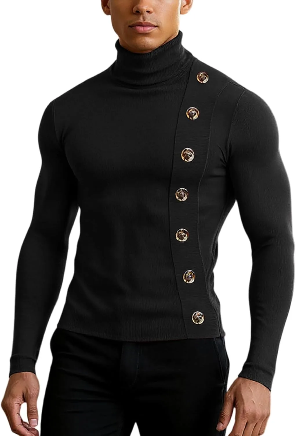 

Ymosrh мужская повседневная водолазка с длинным рукавом, осень-зима, slim fit, базовая термофутболка, S-XL