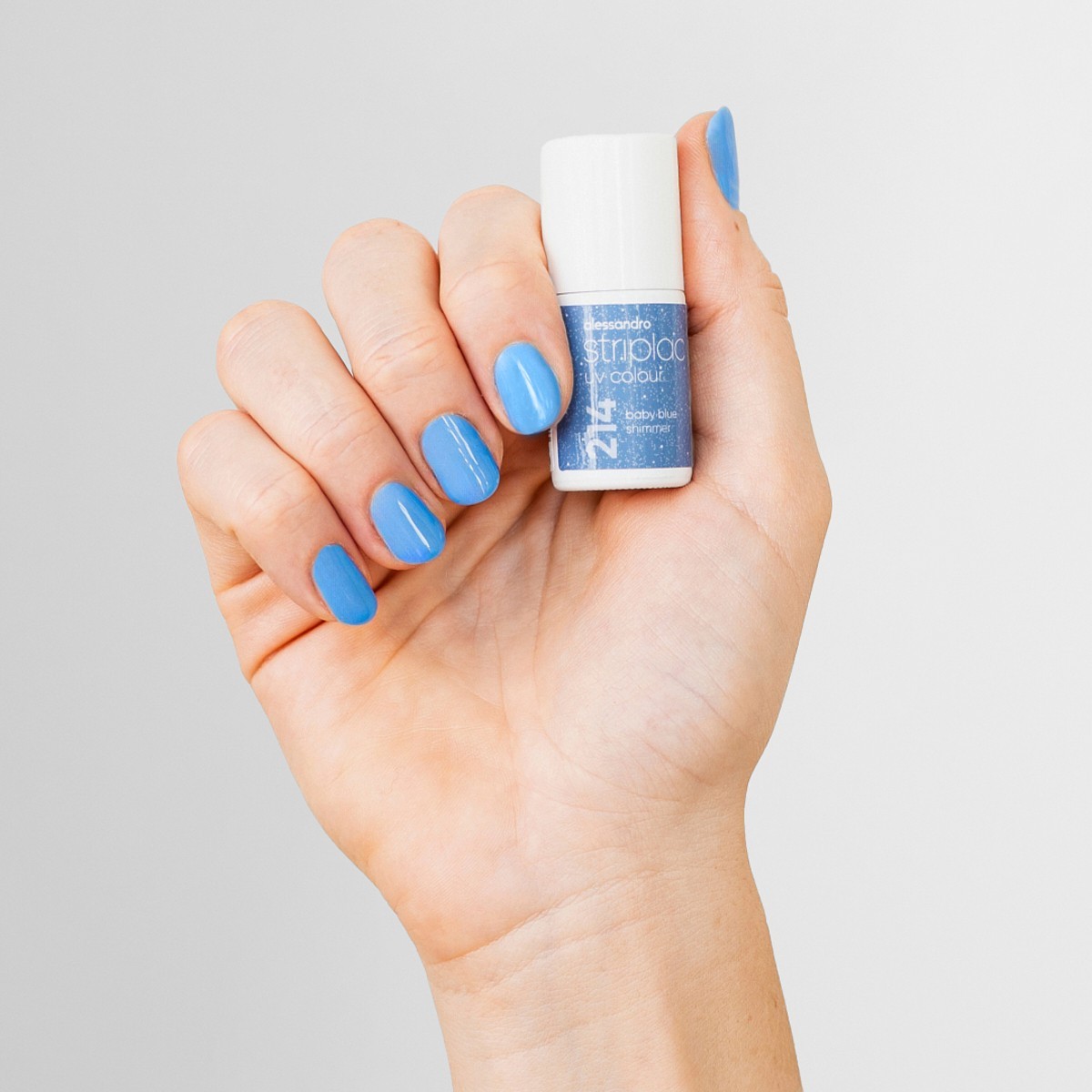 Лак для ногтей striplac uv colour Alessandro, baby blue shimmer, объем 6.5 мл — фото 4