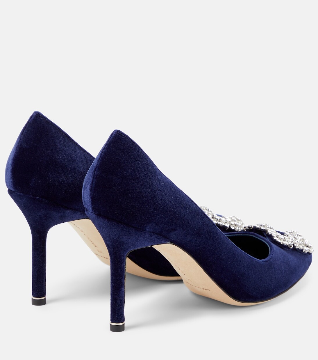 Бархатные туфли hangisi 90 с декором Manolo Blahnik, синий — фото 3