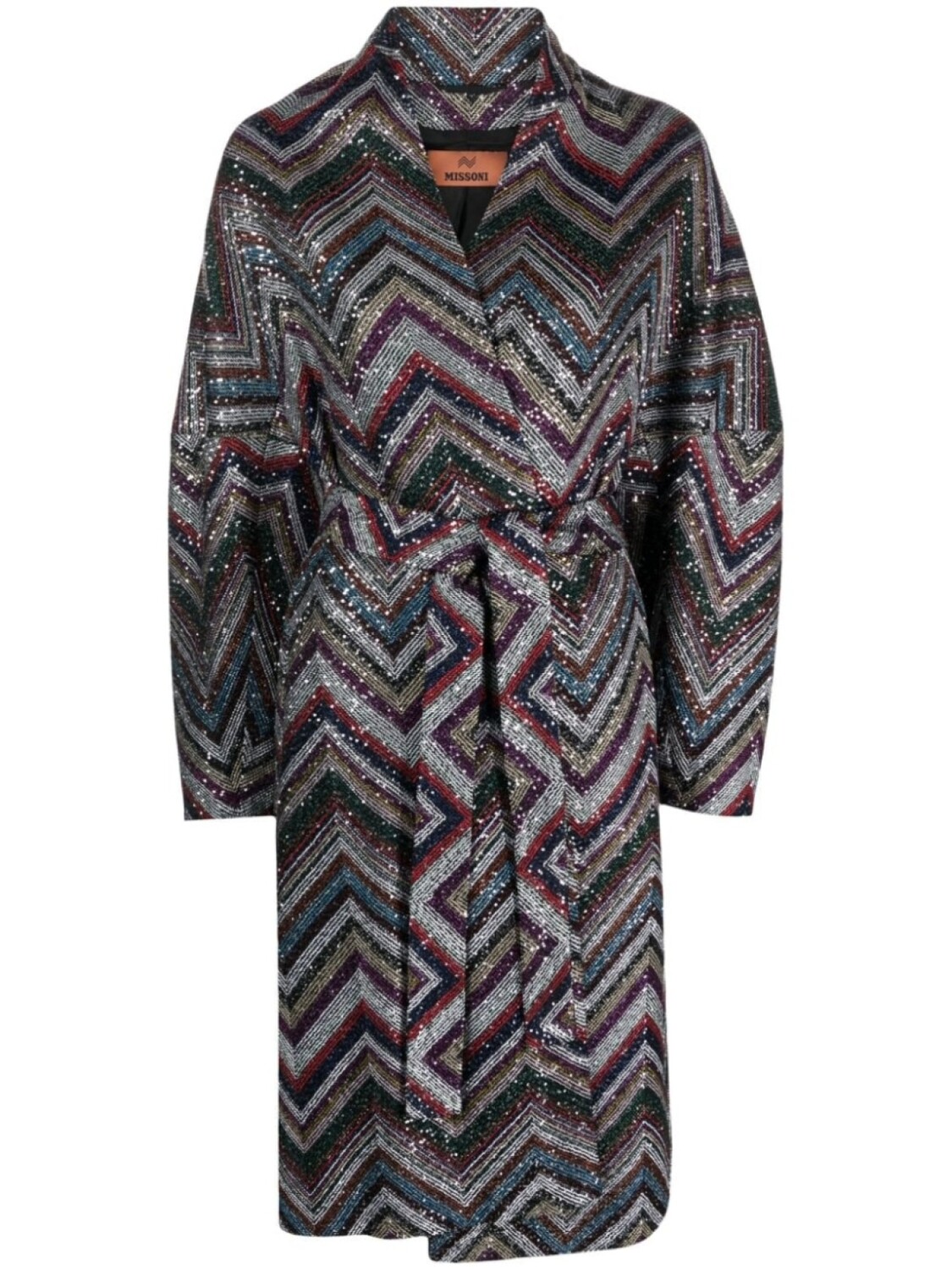 

Missoni пальто Zigzag с пайетками и поясом, зеленый