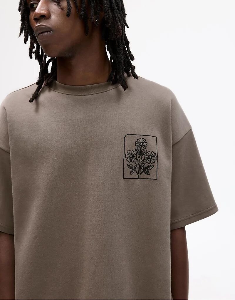 

Толстовка Pull&Bear Interlock с короткими рукавами цвета охры