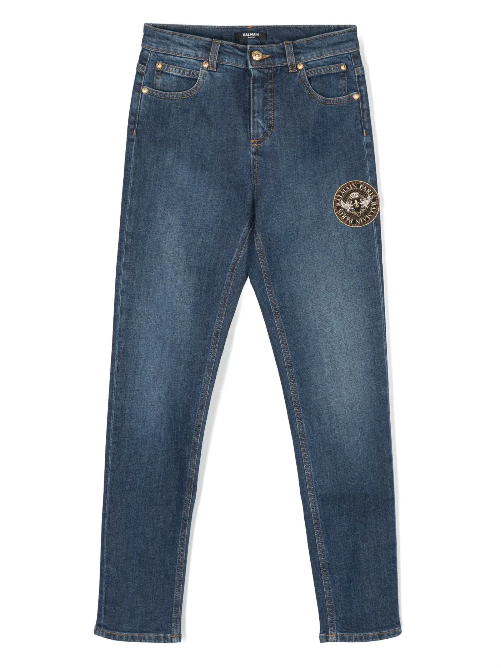 

Прямые джинсы средней посадки Balmain Kids, синий