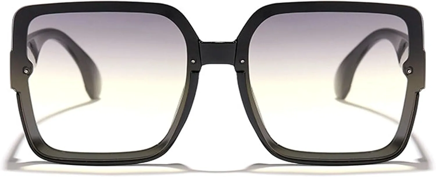 

Willochra Модные большие квадратные двухцветные женские солнцезащитные очки в стиле ретро с градиентом, трендовые безободковые солнцезащитные очки UV400, C3