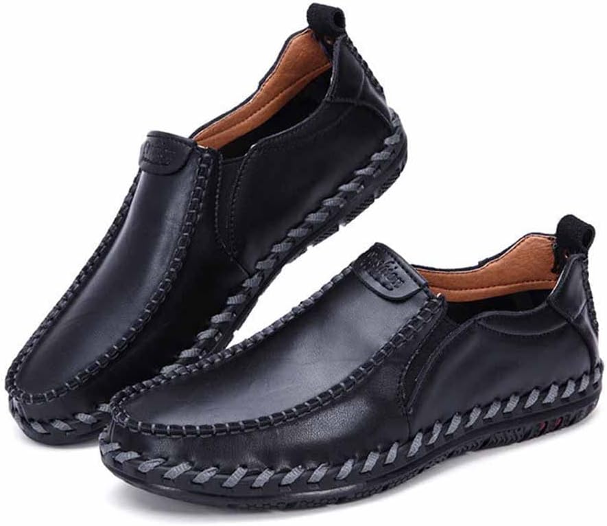 

Мужские кожаные удобные туфли MSYINGL, ручная строчка, шнурованные повседневные туфли, легкие прогулочные обувь для улицы, лодочные туфли, черный