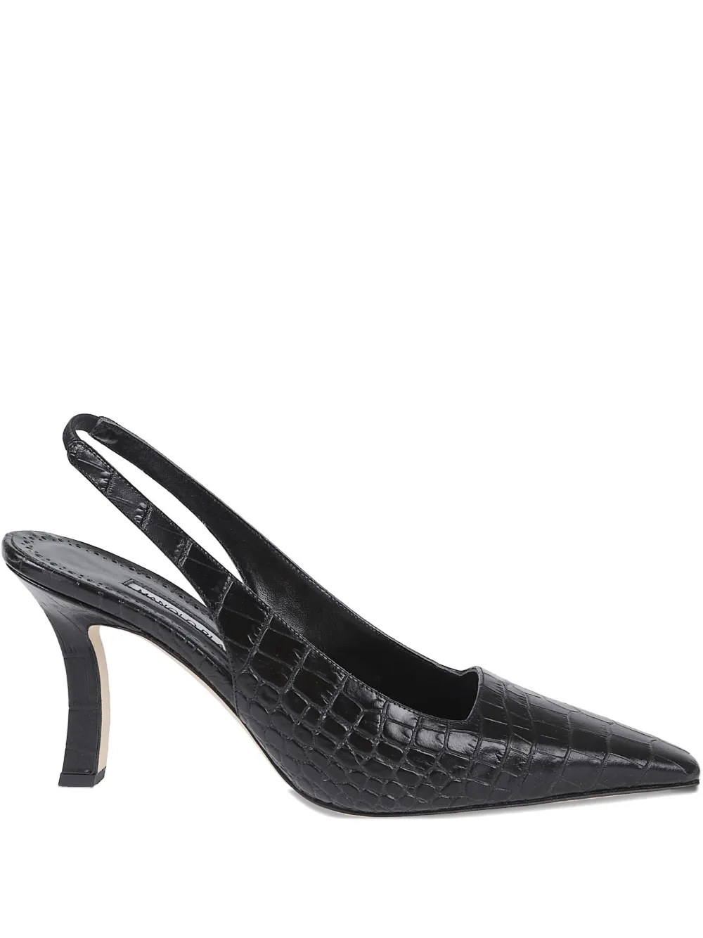Туфли-лодочки с открытой пяткой на каблуке 90 мм Manolo Blahnik, черный