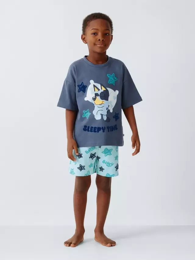 Детский хлопковый короткий пижамный комплект Bluey, винтажный индиго Brand Threads — фото 2