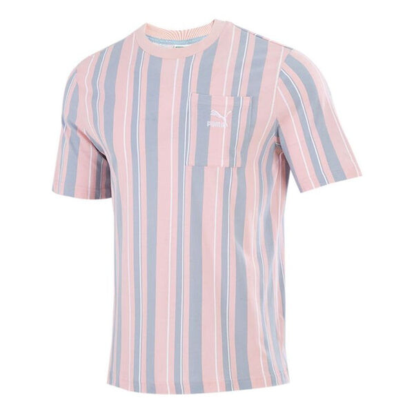 

Футболка stripe round neck casual sports short sleeve pink red Puma, красный