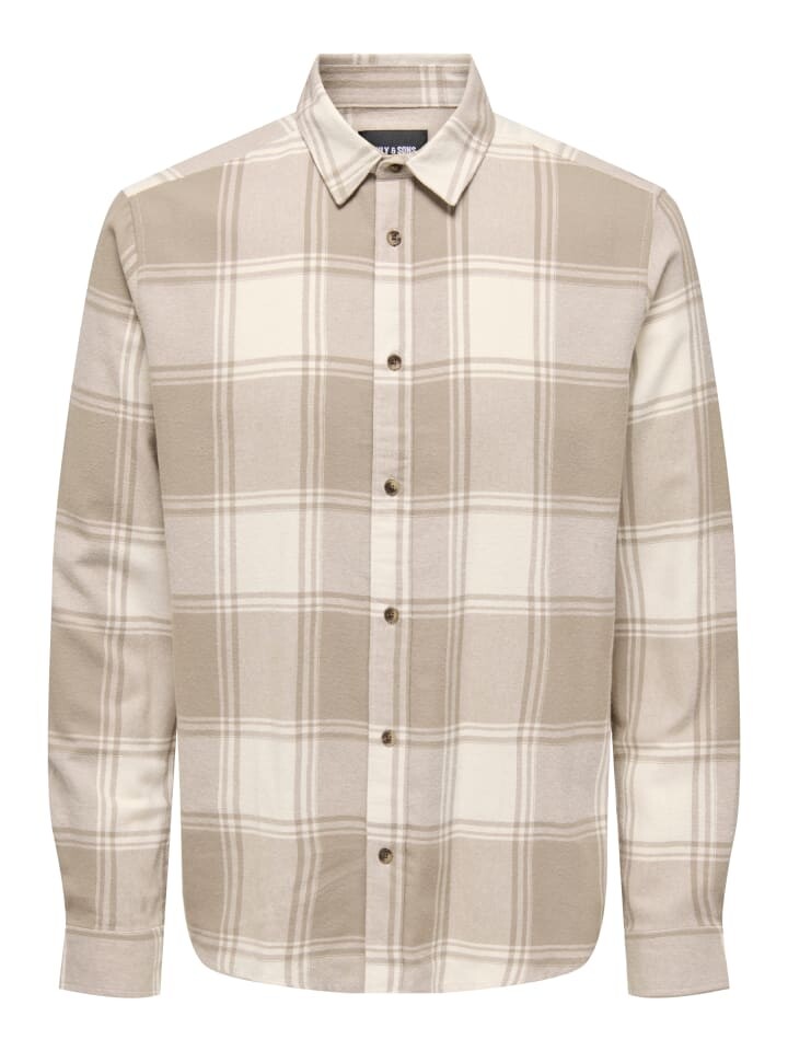 

Рубашка Only&Sons Freizeit Karohemd Holzfäller Kariertes Flanellhemd, бежевый