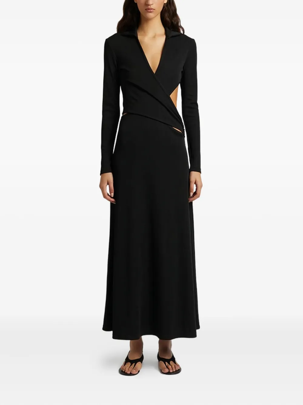 

Миди-платье Fran с вырезами и рубчатой вязкой Christopher Esber, черный