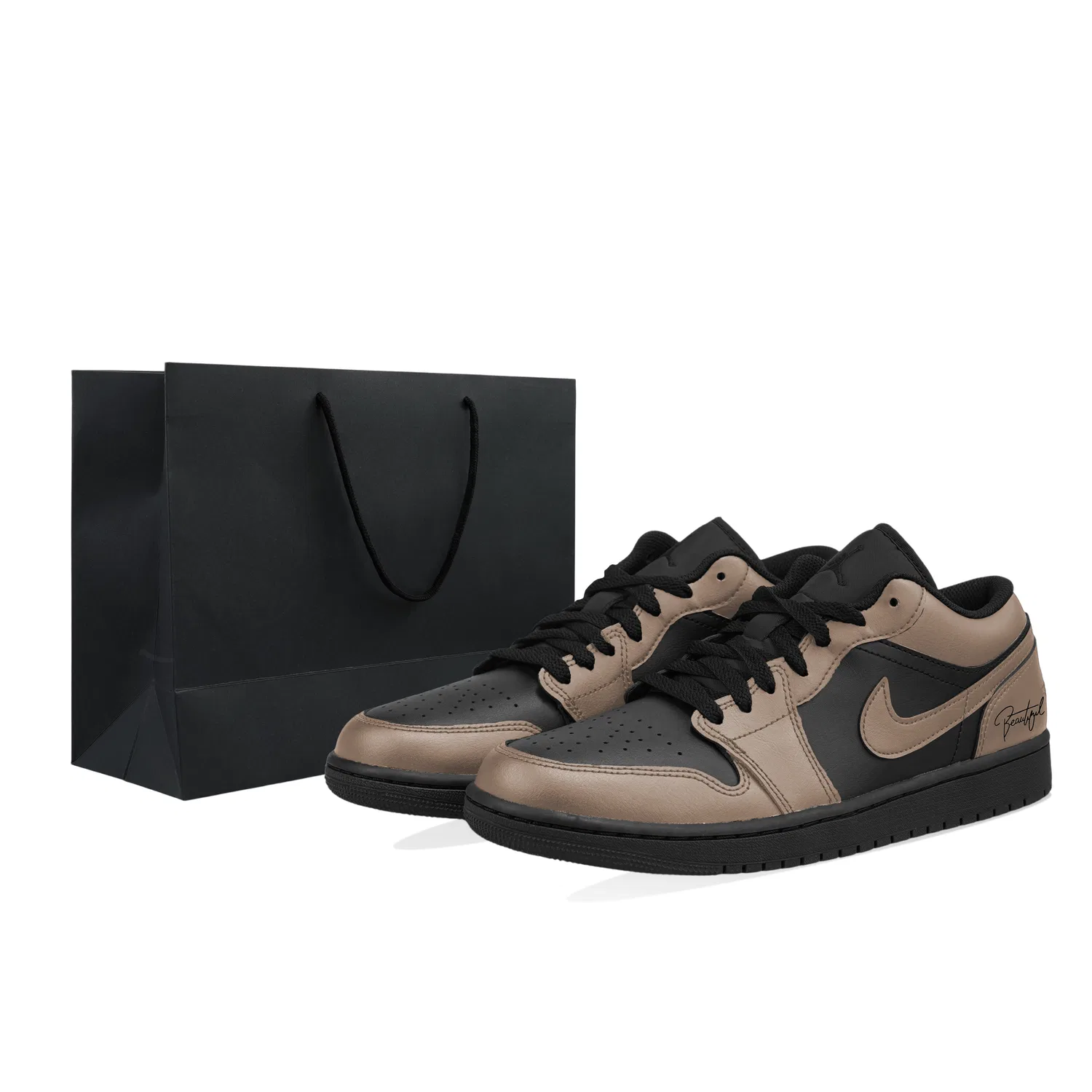 Кроссовки баскетбольные из кожи Jordan Air 1 Low Brown Black