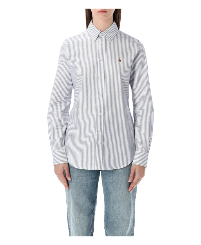 

Оксфордская рубашка в полоску с пуговицами Polo Ralph Lauren, белый