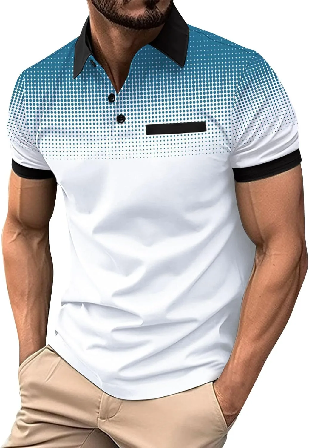 

Мужская футболка с пуговицами Henley Neck из полиэстера