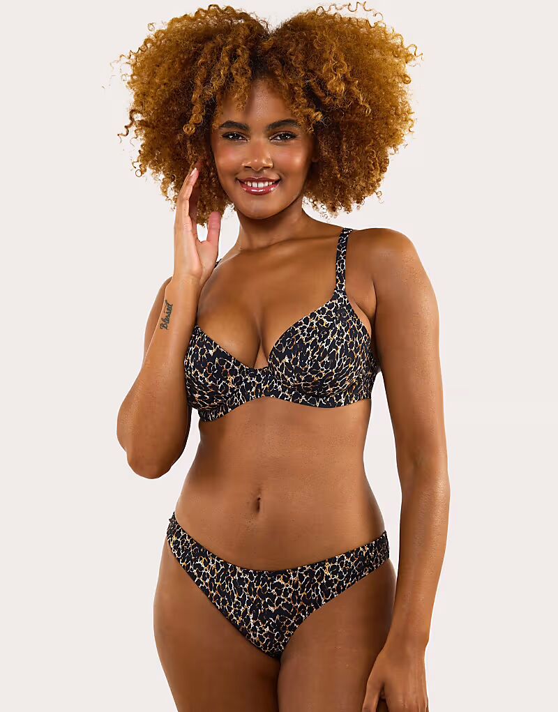 

Купальник-бикини Juliet с леопардовым принтом, комбинируемый и сочетаемый с пышной грудью и глубоким вырезом, с леопардовым принтом Wolf & Whistle