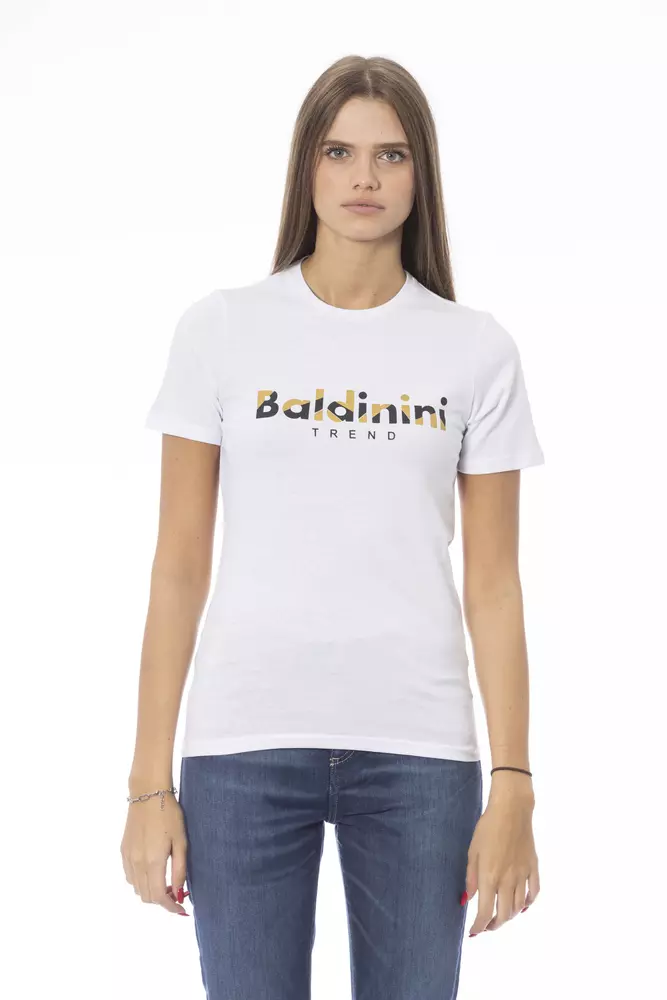 

Белая хлопковая женская футболка Baldinini Trend