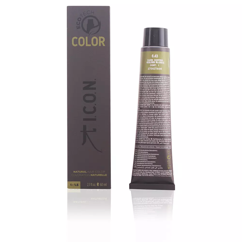 

Краска для волос Ecotech color natural color I.C.O.N., цвет 6.43 dark copper golden blonde, 60 мл.