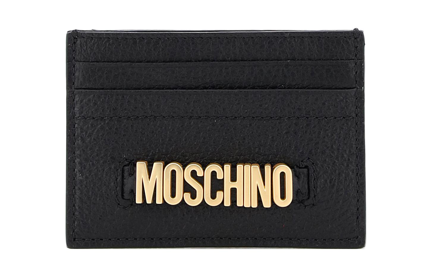 

MOSCHINO Кожаный картхолдер для женщин черный