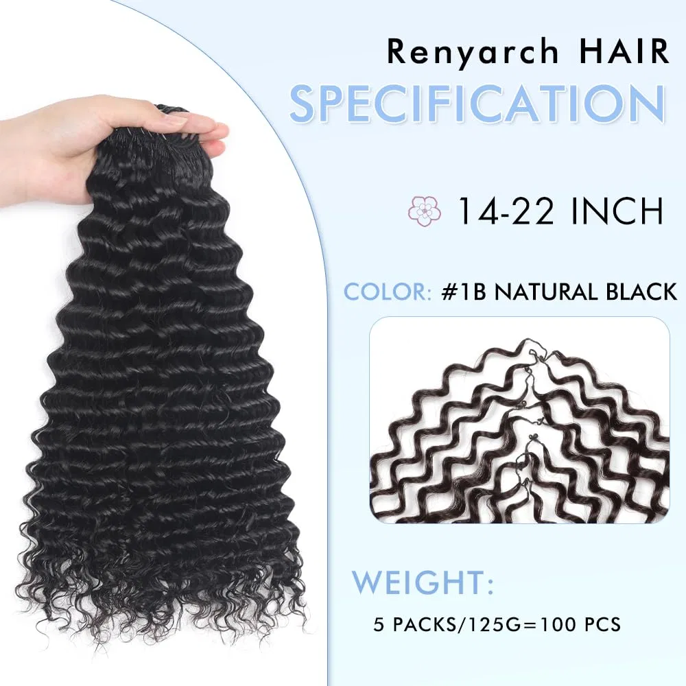 Накладные волосы Renyarch Feather Crochet из натуральных волос для афрокосичек Renyarch, 1B# — фото 2