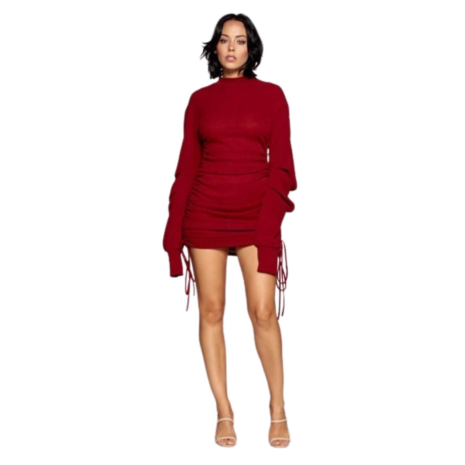 

Однотонное мини-платье с воротником-стойкой FASHNZFAB, цвет burgundy